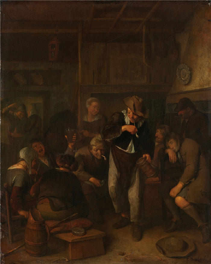 理查德·布拉肯伯格(Richard Brakenburgh,荷兰画家)作品-乡村旅馆 (1660 - 1702)