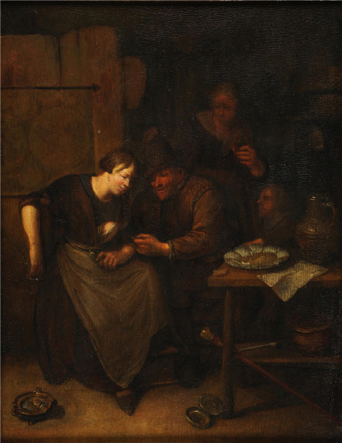 理查德·布拉肯伯格(Richard Brakenburgh,荷兰画家)作品-荷兰乡村内饰