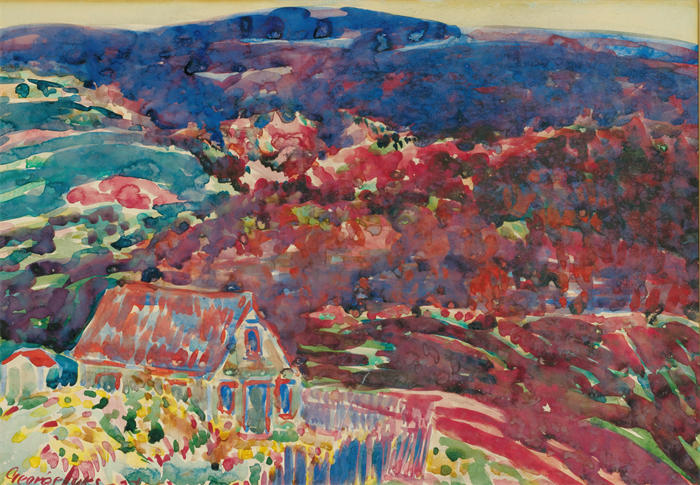 乔治·卢克斯 (George Luks，美国画家)高清作品-《紫山》