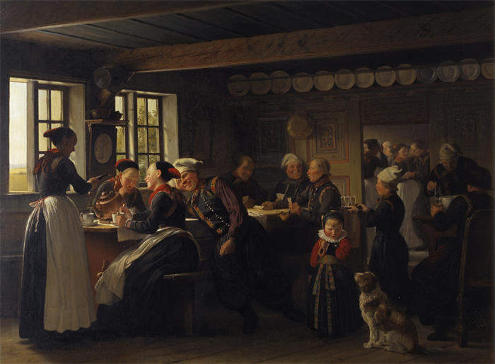 朱利叶斯·埃克斯纳 (Julius Exner，丹麦画家)作品-Amager 的盛宴插曲（1854 年）