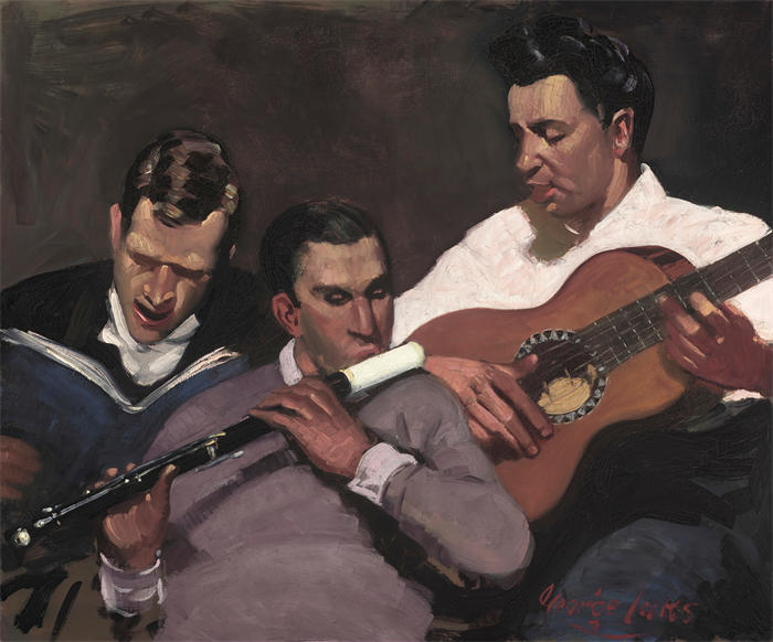 乔治·卢克斯 (George Luks，美国画家)高清作品-《三名上士 (1925)》