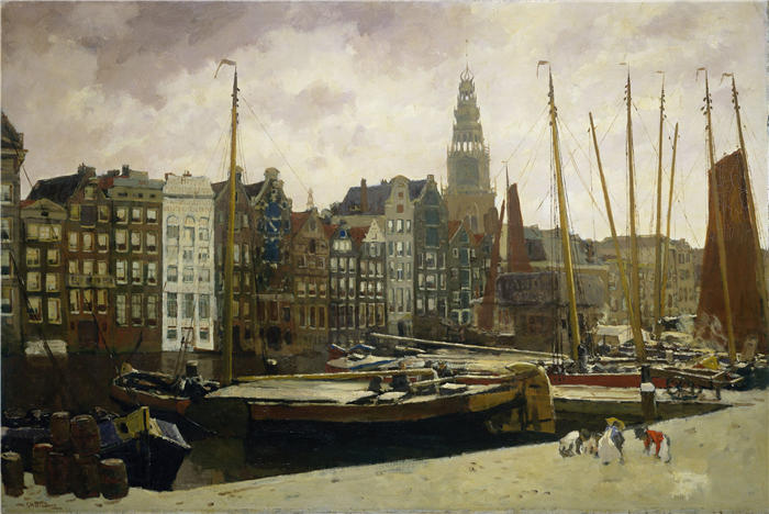 乔治·亨德里克·布莱特纳（George Hendrik Breitner，荷兰画家）作品-阿姆斯特丹Damrak（1903）