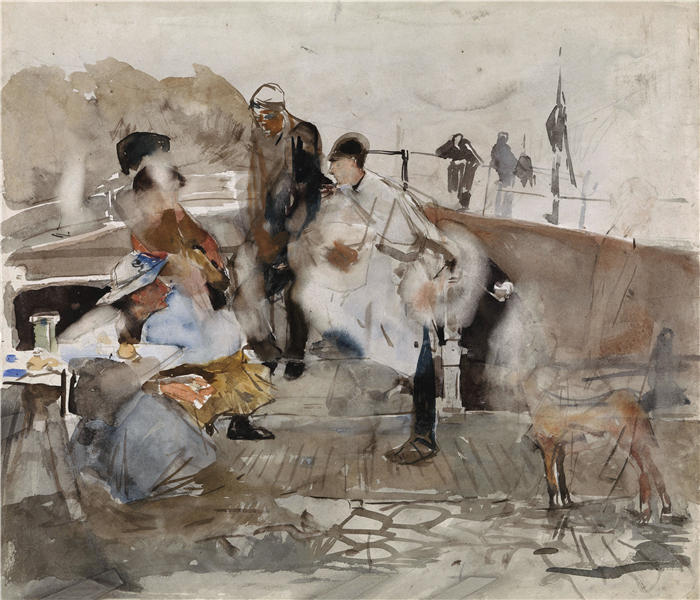 乔治·亨德里克·布莱特纳(George Hendrik Breitner,荷兰画家)作品-船上(1867 Leh1923)