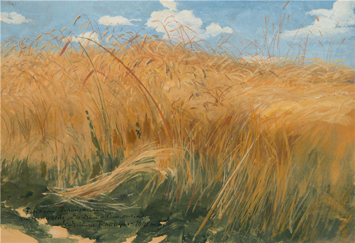 沃兹米日·泰特马耶（Włodzimierz Tetmajer，波兰画家）高清作品-《Kłosy（田间和谷物研究）（1901 年）》