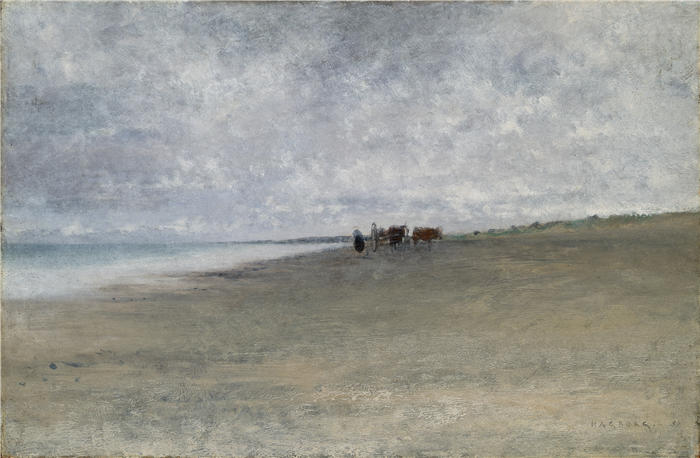 奥古斯特·哈格堡（August Hagborg,瑞典画家 ）作品-《海边的朦胧天气》