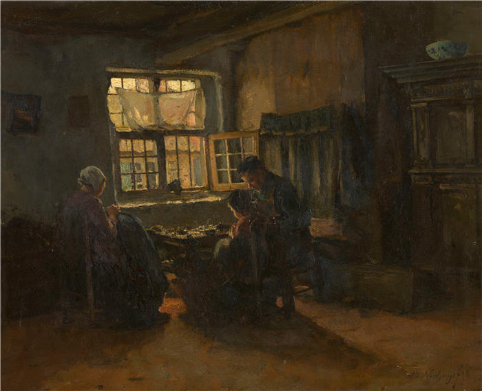 阿尔伯特·纽赫斯（Albert Neuhuys，荷兰画家）作品-内饰 (1878)