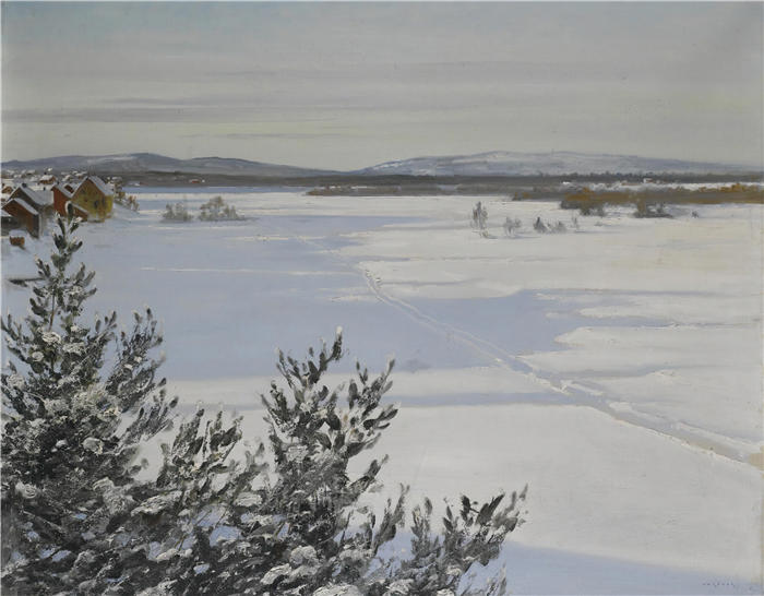 奥古斯特·哈格堡（August Hagborg,瑞典画家 ）作品-《雪景》