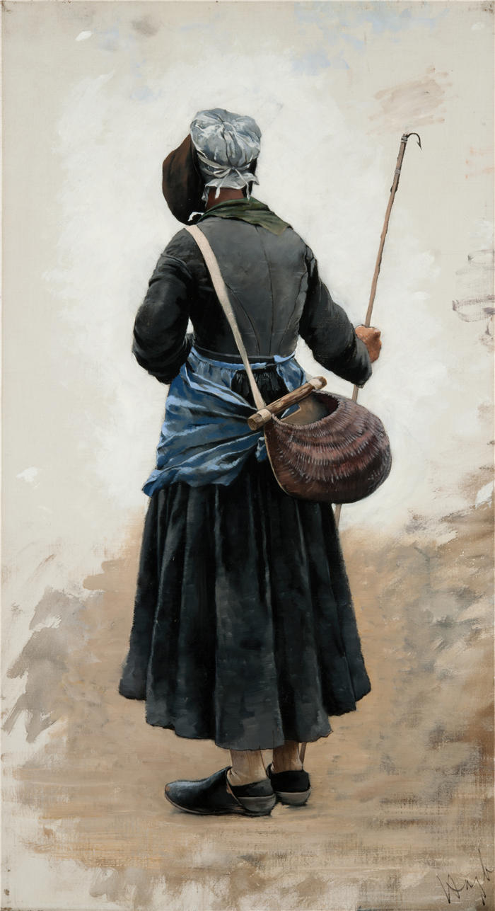 奥古斯特·哈格堡（August Hagborg,瑞典画家 ）作品-《站着的女人 (1881)》