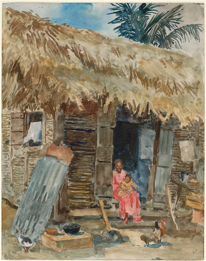 乔治奥弗伯里哈特（George Overbury Hart，美国画家）作品-特立尼达的小屋（约 1917 年）