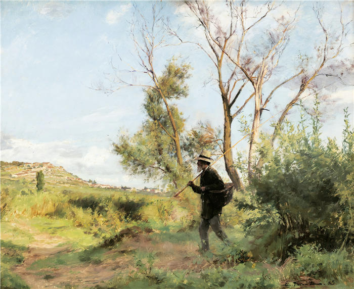 埃米尔·弗里安特(Émile Friant,法国画家)作品-《木线(皮多尔神父肖像)(1885年)》