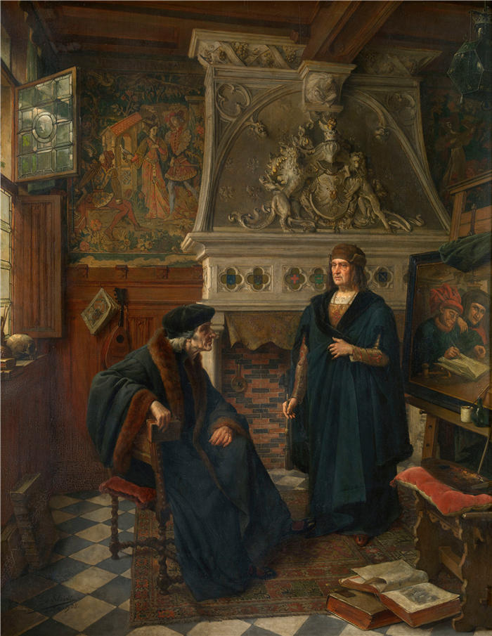 欧仁·西贝尔特（Eugène Siberdt，比利时人，1851-1931 年）伊拉斯谟和昆腾·马西斯 (1908)