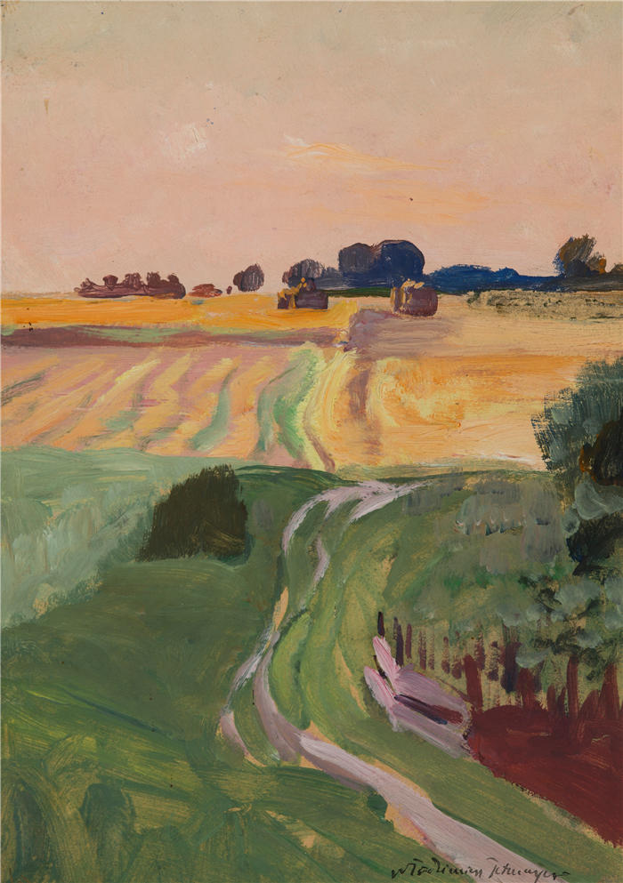沃兹米日·泰特马耶（Włodzimierz Tetmajer，波兰画家）高清作品-《田野和谷物研究（1901）》