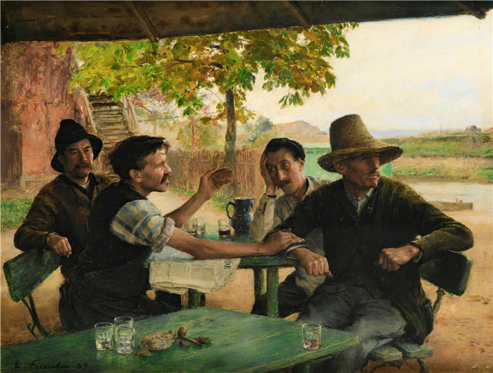 埃米尔·弗里安特（Émile Friant，法国画家）作品-《政治讨论（1889）》