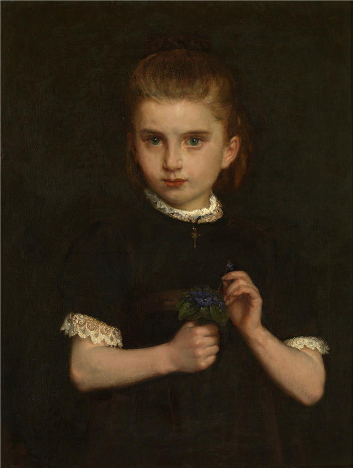 欧仁·西贝尔特（Eugène Siberdt，比利时人，1851-1931 年）拿着紫罗兰的女孩