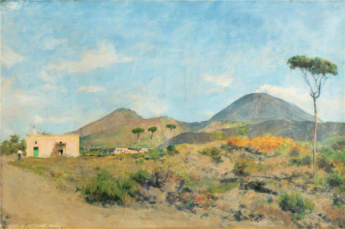 埃米尔·弗里安特(Émile Friant,法国画家)作品-《维苏威火山 (1887)》