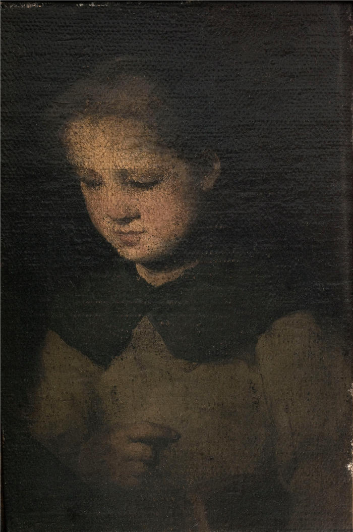 奥古斯丁·泰奥杜勒·里博特（Augustin Théodule Ribot，法国画家 ）作品-《灰衣少女》