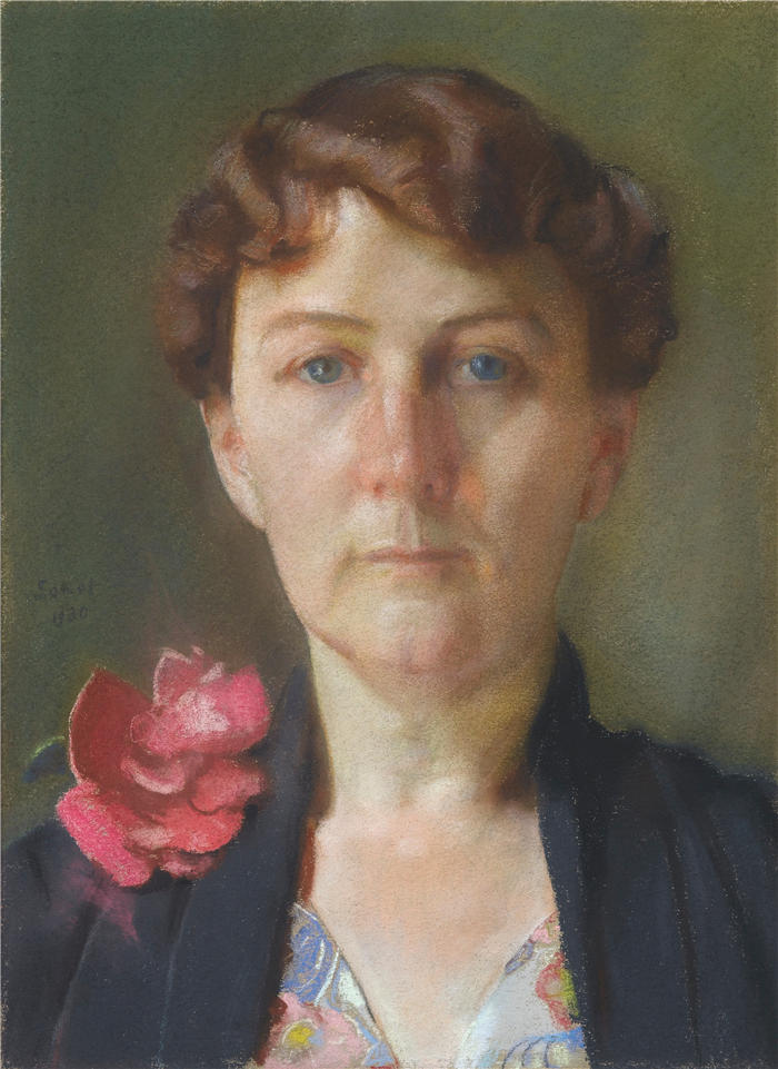 康斯坦丁·安德烈耶维奇·索莫夫（Konstantin Andreevich Somov，俄罗斯）作品-《一位女士的肖像 (1930)》