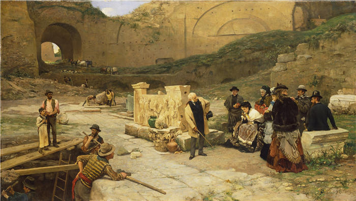 费迪南德·海尔布斯(Ferdinand Heilbuth ,德国,1826-1889 年)作品-罗马的发掘(c. 1873 - 1875)