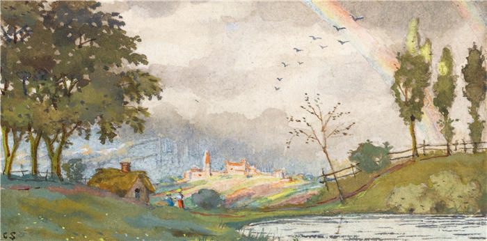 康斯坦丁·安德烈耶维奇·索莫夫（Konstantin Andreevich Somov，俄罗斯）作品-《景观与彩虹》