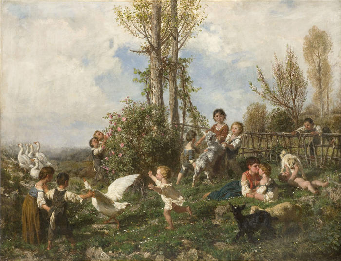 菲利波·帕利齐（Filippo Palizzi，意大利画家）高清作品-《春天 (1868)》
