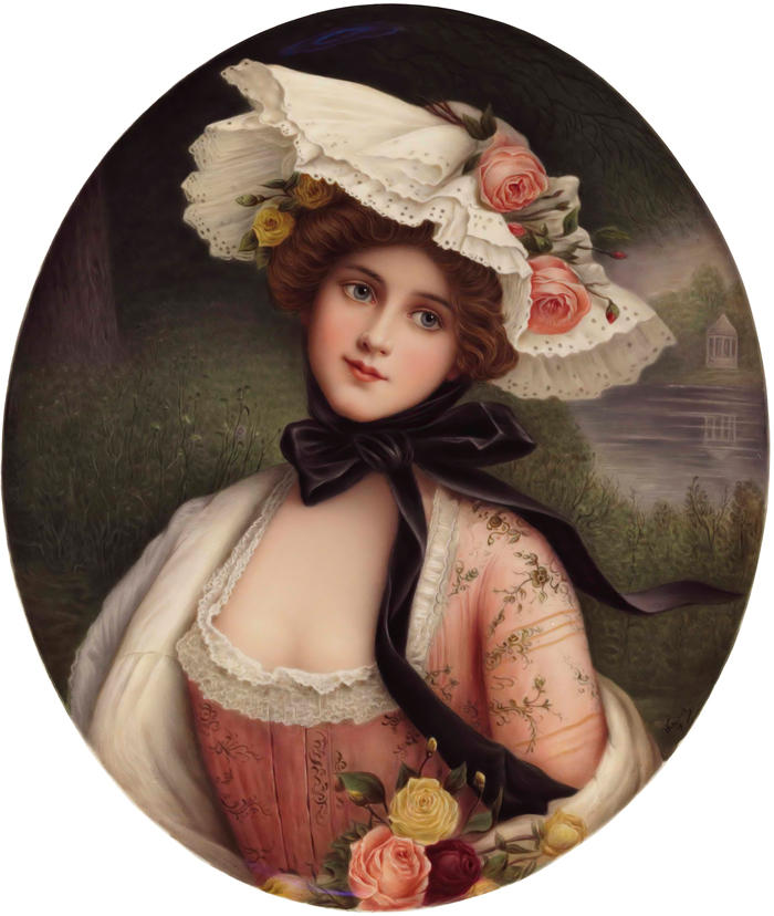 瓦格纳（Wagner）作品-拿着玫瑰的美女的肖像