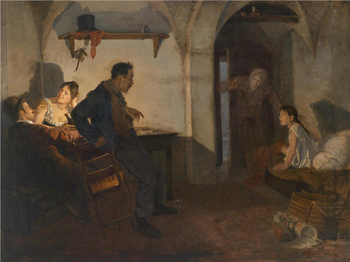 阿道夫·卡佩勒斯（Adolf Karpellus，奥地利，1869-1919 年）-Ländliche Interieurszene