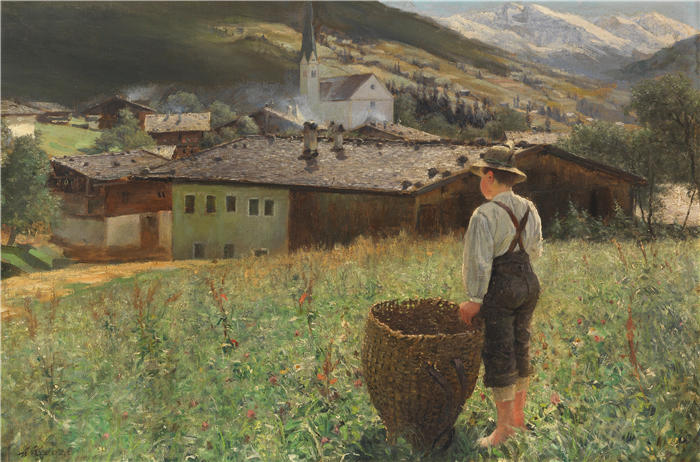 亚历山大·科斯特（Alexander Koester，德国画家）高清作品-《Brixlegg im Zillertal, Tirol (1889)》