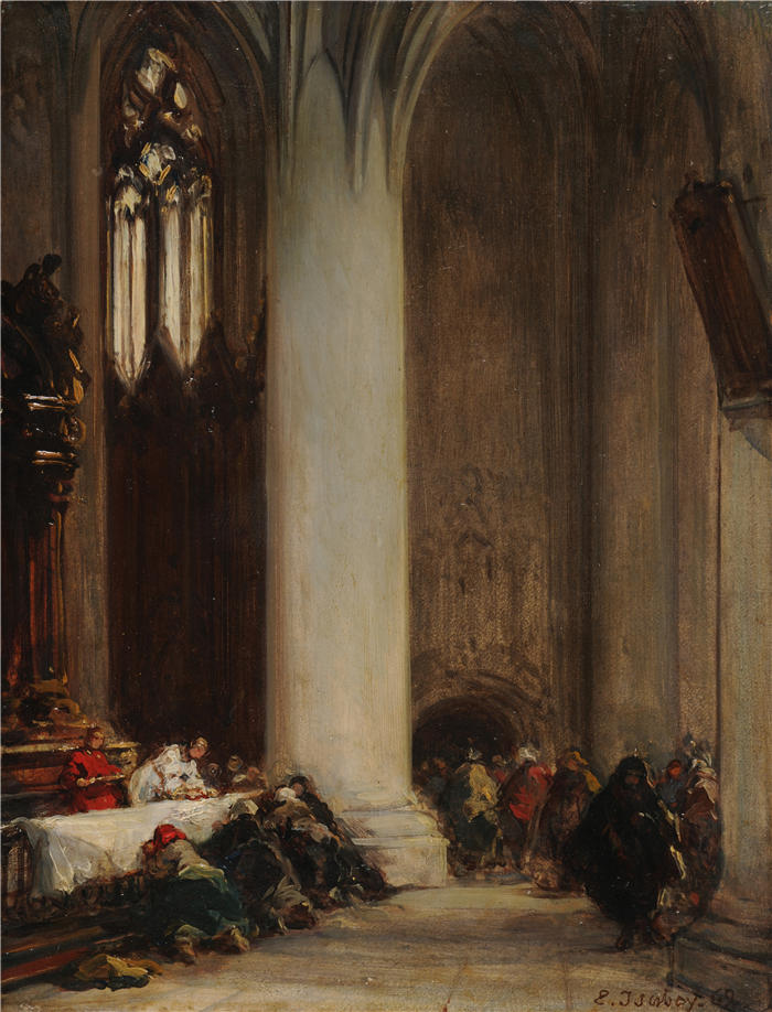 尤金·伊莎贝（Eugène Isabey,法国画家）高清作品-《圣餐》