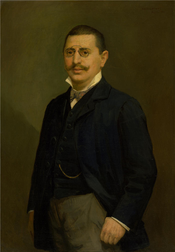 埃莱米尔·哈拉斯-赫拉迪尔（Elemír Halász-Hradil，捷克画家）高清作品-《帕维尔哈尔米的肖像（1903 年）》