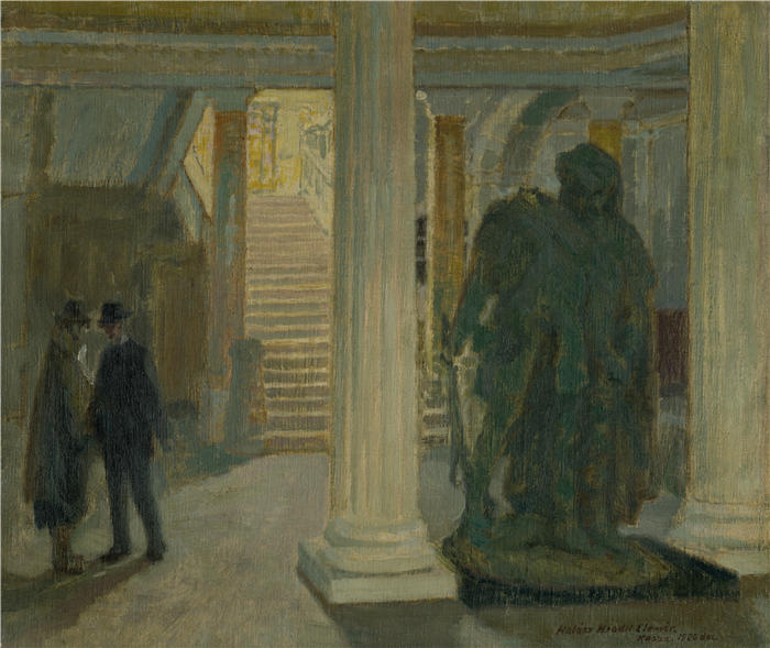 埃莱米尔·哈拉斯-赫拉迪尔（Elemír Halász-Hradil，捷克画家）高清作品-《科希策博物馆的前厅（1920 年）》