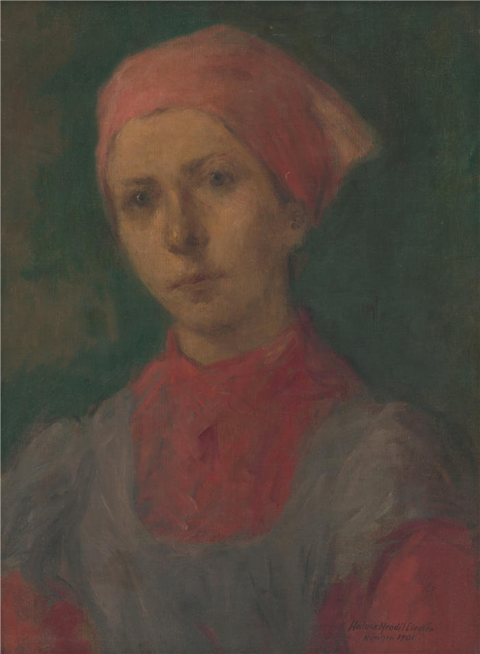 埃莱米尔·哈拉斯-赫拉迪尔（Elemír Halász-Hradil，捷克画家）高清作品-《农家女（1901）》