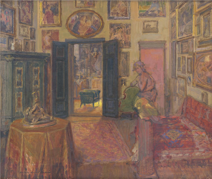 埃莱米尔·哈拉斯-赫拉迪尔（Elemír Halász-Hradil，捷克画家）高清作品-《工作室 (1934)》