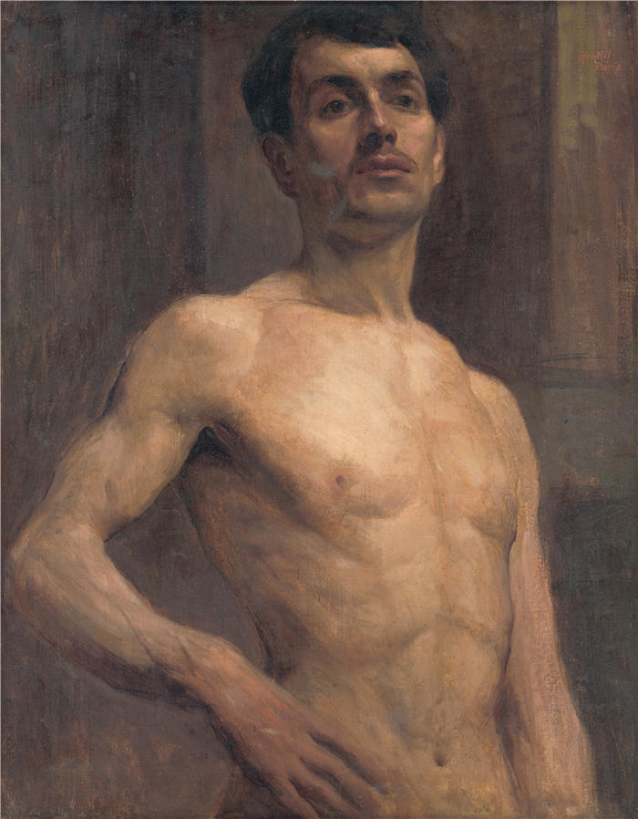 埃莱米尔·哈拉斯-赫拉迪尔(Elemír Halász-Hradil,捷克画家)高清作品-《男性裸体 (1903)》