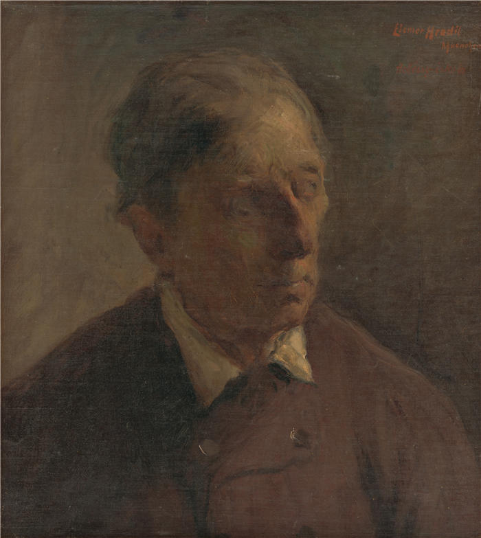 埃莱米尔·哈拉斯-赫拉迪尔（Elemír Halász-Hradil，捷克画家）高清作品-《一个人的头部研究（1899）》