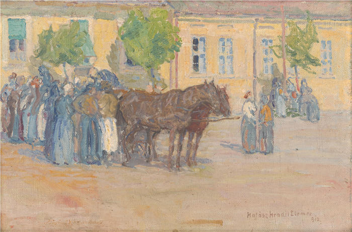 埃莱米尔·哈拉斯-赫拉迪尔（Elemír Halász-Hradil，捷克画家）高清作品-《在市场上（1910）》