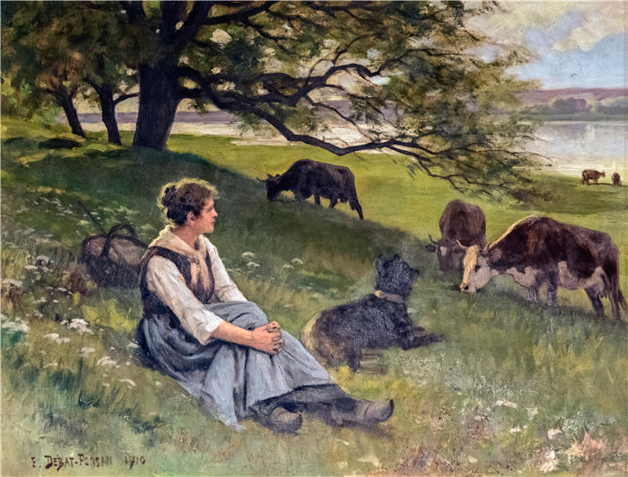 爱德华·伯纳德·德巴特-庞山（Edouard Bernard Debat-Ponsan，法国，1847–1913 年）作品-牛郎 (1910)