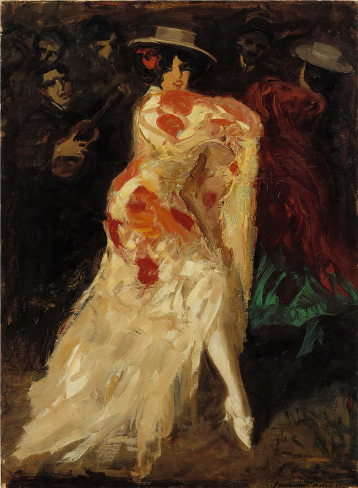 奥斯卡·帕尔维亚宁（Oscar Parviainen，芬兰画家）作品-西班牙舞者（探戈）（1907）