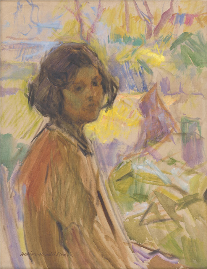 埃莱米尔·哈拉斯-赫拉迪尔（Elemír Halász-Hradil，捷克画家）高清作品-《一个女孩的研究（1940）》