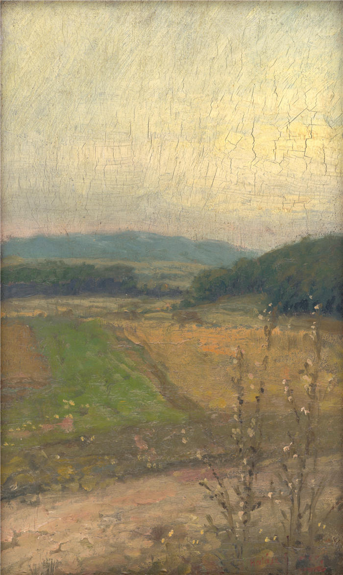 埃莱米尔·哈拉斯-赫拉迪尔（Elemír Halász-Hradil，捷克画家）高清作品-《以山为背景的风景（1902 年）》