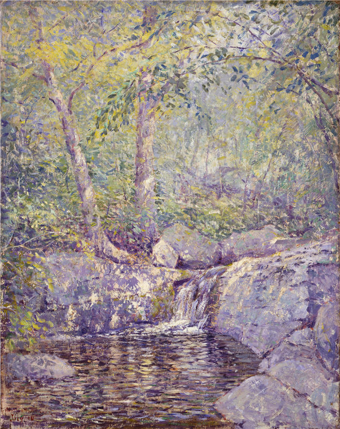 艾迪生·托马斯·米勒（Addison Thomas Millar ，美国，1860 - 1913 年）作品-瀑布 (1910)