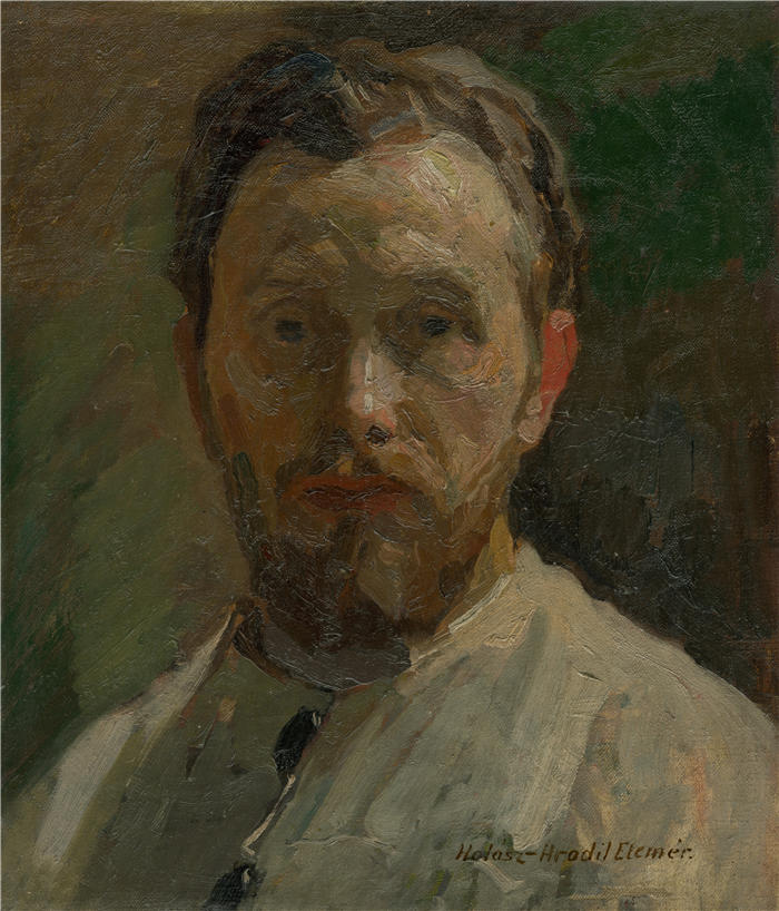 埃莱米尔·哈拉斯-赫拉迪尔(Elemír Halász-Hradil,捷克画家)高清作品-《自画像(1911-1916)》