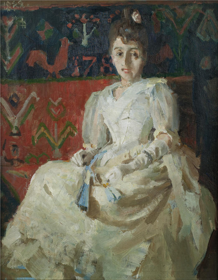 阿克塞利·加伦-卡莱拉（Akseli Gallen-Kallela，芬兰画家）高清作品-《地毯上的女人（1888 年）》