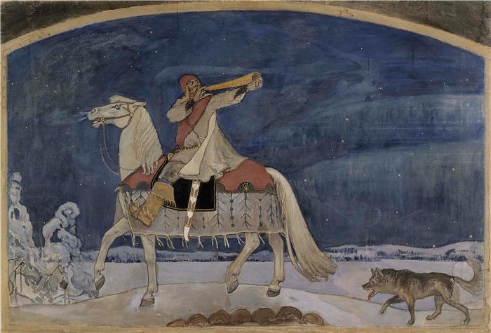 阿克塞利·加伦-卡莱拉（Akseli Gallen-Kallela，芬兰画家）高清作品-《库勒沃启程征战（1901）》
