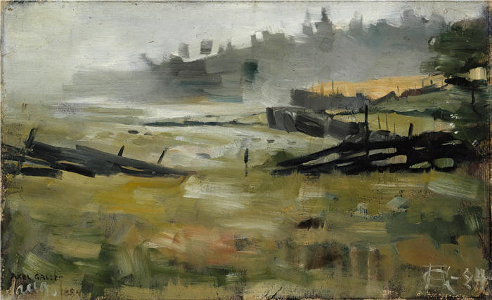 阿克塞利·加伦-卡莱拉(Akseli Gallen-Kallela,芬兰画家)高清作品-《朦胧的风景 (1884)》