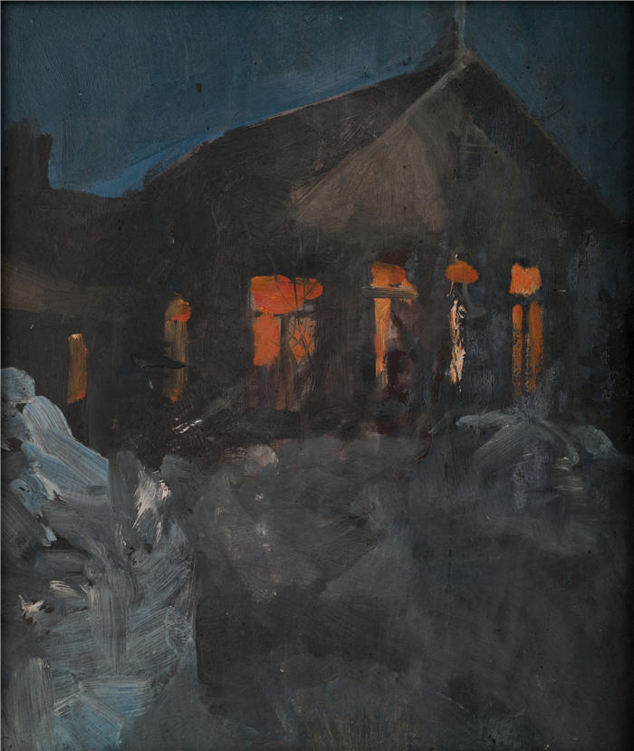 阿克塞利·加伦-卡莱拉（Akseli Gallen-Kallela，芬兰画家）高清作品-《Yömaisema Malmilta (1891)》