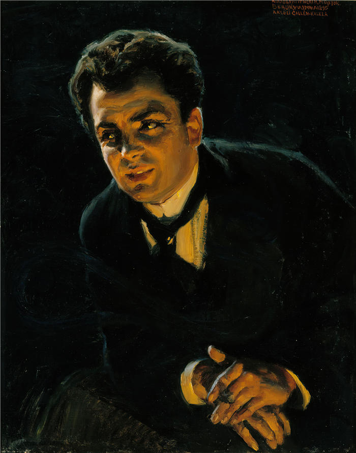 阿克塞利·加伦-卡莱拉（Akseli Gallen-Kallela，芬兰画家）高清作品-《德国演员鲁道夫·里特纳 (Rudolf Rittner) 的肖像 (1895)》