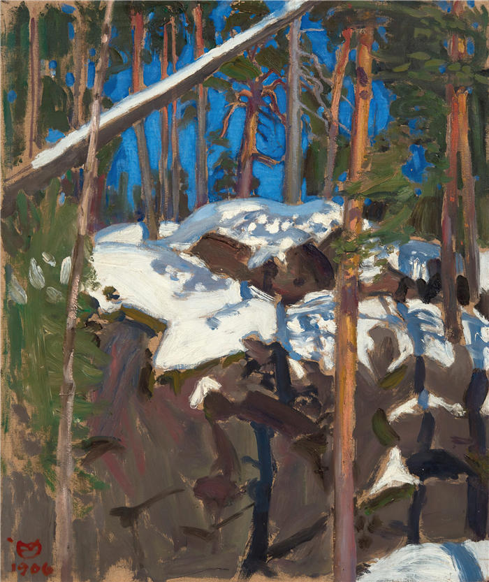 阿克塞利·加伦-卡莱拉（Akseli Gallen-Kallela，芬兰画家）高清作品-《Konginkangas的春日（1906）》