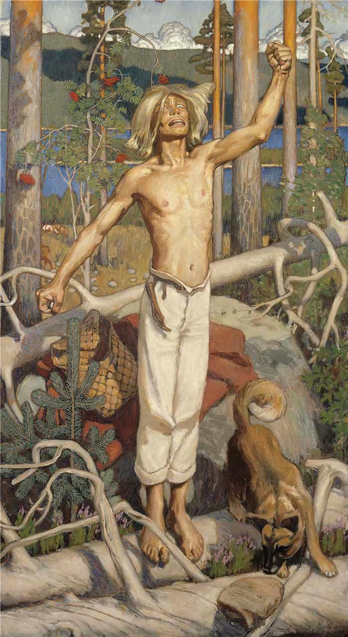 阿克塞利·加伦-卡莱拉（Akseli Gallen-Kallela，芬兰画家）高清作品-《库勒沃诅咒 (1899)》