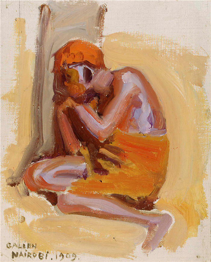 阿克塞利·加伦-卡莱拉（Akseli Gallen-Kallela，芬兰画家）高清作品-《一个非洲人休息，1909》