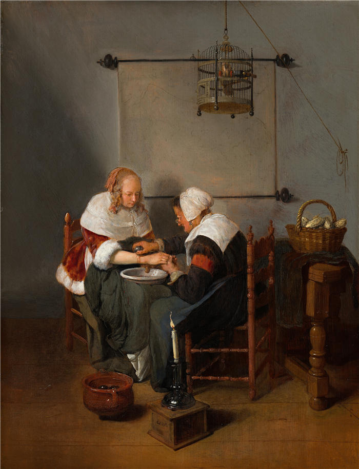 奎里恩·范·布雷克伦卡姆（Quirijn Van Brekelenkam，荷兰画家，1622-1669）作品-《放血（约 1660 年）》